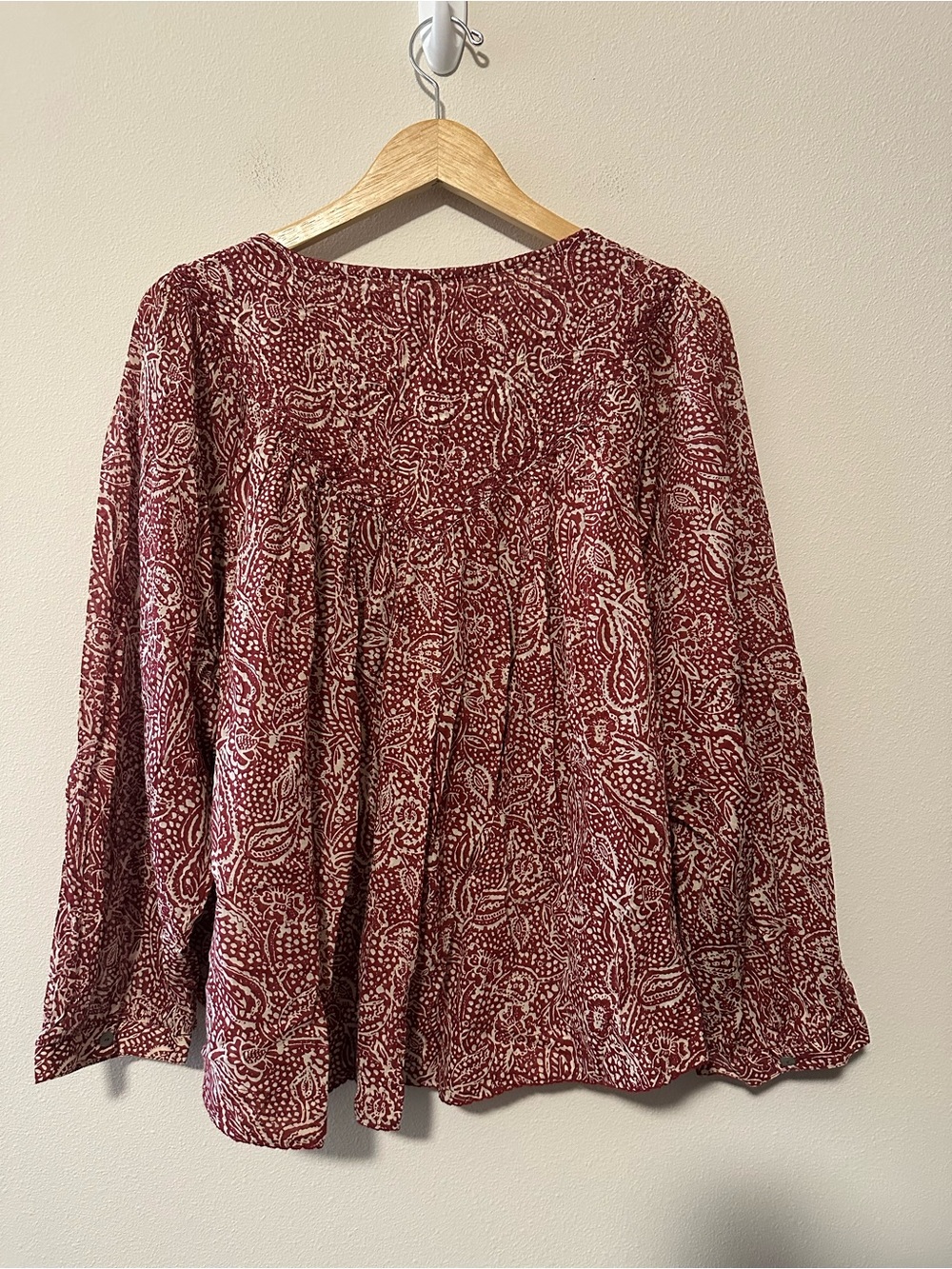 We The Free Cool Meadow Long Sleeve Blouse Top Sweet Cranberry Sz L Boho Chic - Picture 3 of 7